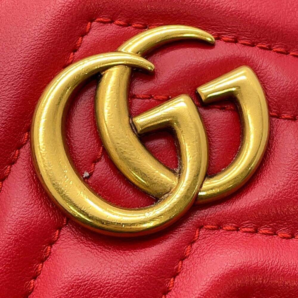 GUCCI Red GG Marmont Shoulder Bag - Picture 7 of 16